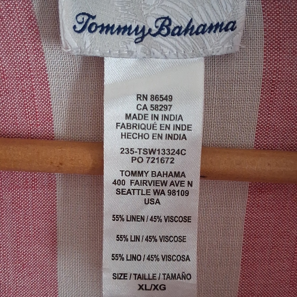Tommy Bahama Pink White Stripe Linen Blend Preppy Boyfriend Shirt Dress Size XL - Picture 6 of 10